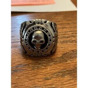 Skull Ring Stainless Steel Men's Skull Biker Ring Shield Size 10